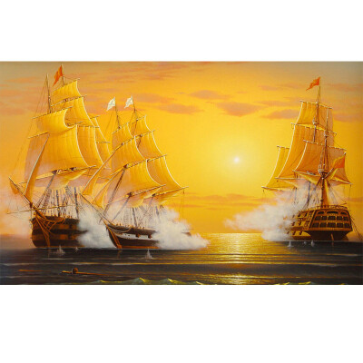 

HD Golden Oil Painting Sailing Boat Photo Wallpaper For Study Living Room Sofa Backdrop Wall Mural Papel De Parede 3D Paisagem