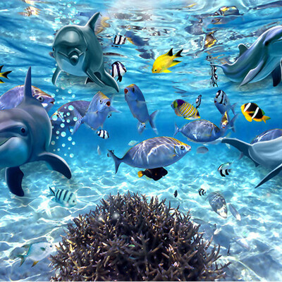 

HD Подводный мир Deep-Sea Fish Photo Wallpaper 3D Стерео мультфильм Mural 3D Kid's Room Гостиная Телевизор Диван-фон Стенной декор