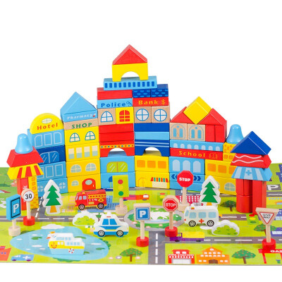 

Wooden Baby City Scene Wooden Wooden Puzzle Toys Large Paste Barrel Puzzle Blocks MGY0047