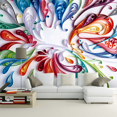 

Custom 3D Mural Wallpaper For Wall Modern Art Creative Colorful Floral Abstract Line Painting Wall Paper For Living Room Bedroom