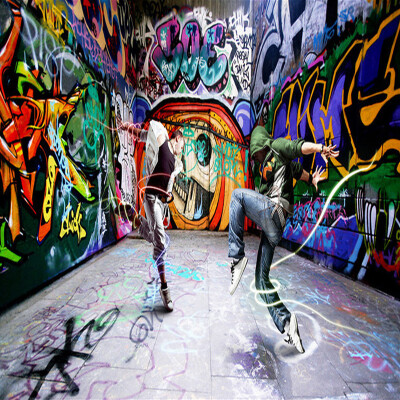 

3D Wallpaper Abstract Art Hip-hop Graffiti Wall Painting Photo Murals KTV Bar Cafe Clubs Personalized Customization Wallpaper 3D