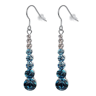 

Yoursfs Rhinestone Drop Earrings Blue Ear Wear Jewelry Strands Rows Hook Earrings Chirstmas Gifts