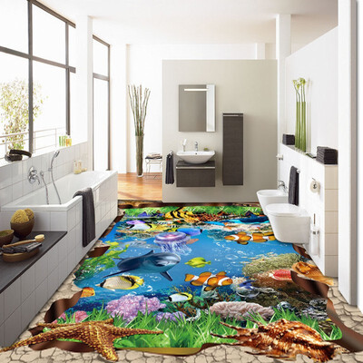 

Free Shipping Beautiful underwater world aquatic color coral 3D flooring bathroom living room flooring mural 250cmx200cm