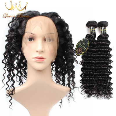 

360 Lace Frontal Deep Wave Closure With Virgin Human Hair Bundles