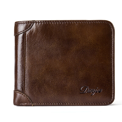 

DANJUE Wallet for Men Genuine Cow Leather High Quality New Cowhide Purse Trifold Designer Business Card Holder Male
