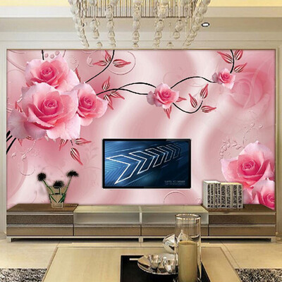 

Пользовательские обои для фото обои Роскошные виллы TV Backdrop Papel De Parede 3D Обои для стен Теплые розовые настенные обои Домашний декор