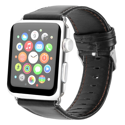 

BIAZE apple watch strap leather for Watch1 Series2 Series3 crazy leather belt 42mm-black