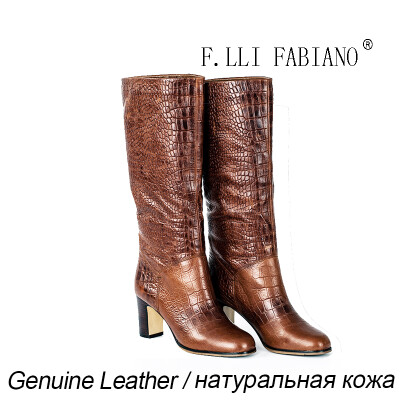 

Fashionable Stlye High-heeled Girls Boots Knee High Long New Reddish Brown Soft Leather Warm Boots for Girls in Winter