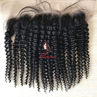 

Lace Frontal Closure Malaysian Kinky curly 13x4 with Baby Hair Human Hair with Closure Bleached Knots Free Part