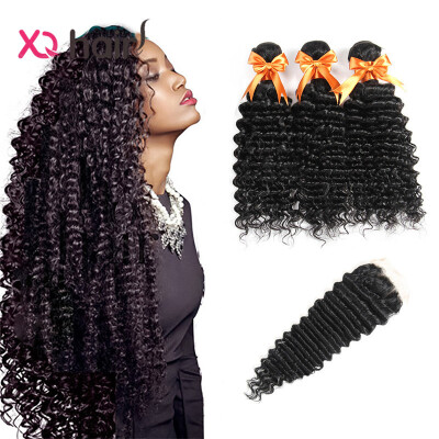 

malaysian deep curly virgin hair with closure 7a cheap human hair malaysian deep wave 3 bundles with lace closure