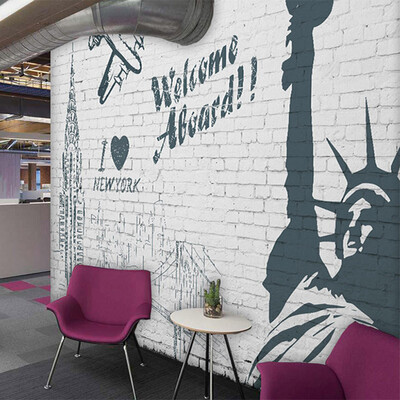 

Custom Mural Wallpaper Wall Painting Advertising Welcome To New York 3D Straw Non-woven Wall Paper Bedding Room Sofa TV Backdrop