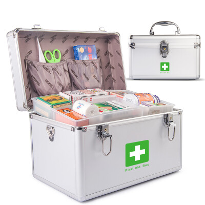 

Vilscijon Wei Jian medical box home first aid kit out of the box medical storage box with lock aluminum alloy family medicine box 12-inch multi-layer box 3311
