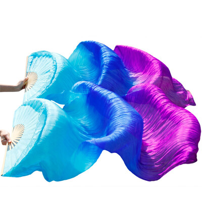 

1 Pair Dance Fans Bamboo Ribs Natural Silk Stage Performance Props Dye Fans Belly Dance Silk Fans TurquoiseRoyal BluePurple
