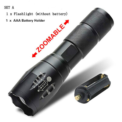 

WH 1800LM Aluminum Waterproof Zoomable T6 LED Flashlight SOS Torch light for 18650 Rechargeable Battery or AAA battery