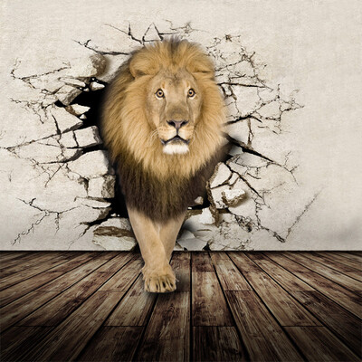 

3D Lifelike Animal Mural Wallpaper Customized Rhino Lion Elephants Non-Woven Fabric Wall Mural New Photo Wallpaper Home Decor