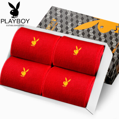 

Playboy Big Red Socks New Years Birthday Gifts 4 Pairs Gift Box Mens Cotton Socks Big Red