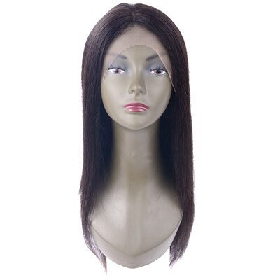 

LADYSTAR Silky Straight Human Hair Wig 180g Natural Color with Lace in Front and Realistic Forehead Wig for American Women