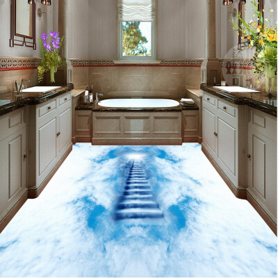 

Free shipping custom self-adhesive living room chinese style floor murals Cloud ladder 3D floor painting wallpaper 250cmx200cm