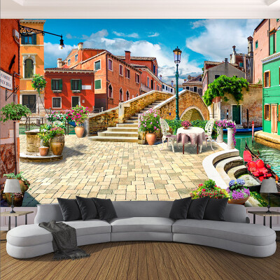 

Custom 3D Photo Wallpaper Large Mural European Town City Street Oil Painting Landscape Living Room Bedroom Background Wall Mural