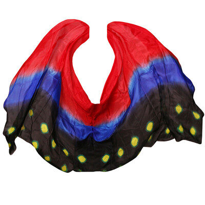 

2017 high quality dance veils handmade natural silk belly dance veil redroyal blueblackyellow spot 250270114 cm Dance Props