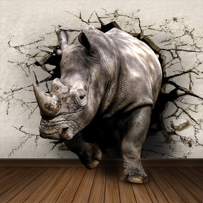 

3D Lifelike Animal Mural Wallpaper Подгонянные слоны Rhino Lion Склад из нетканой ткани Настенная панно Новое фотообои Home Decor