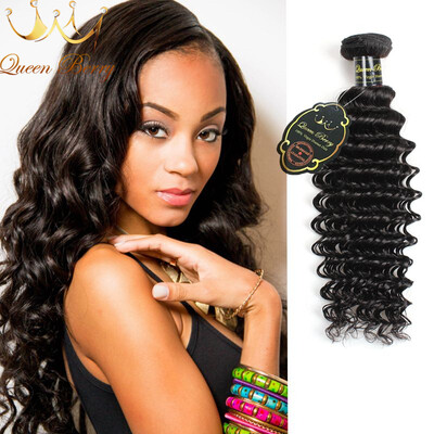

Queen Berry Peruvian Deep Wave Virgin Human Hair 3pcs 100% Unprocessed Human Hair Orignal Human Hair 8-28inch Natural Black Color