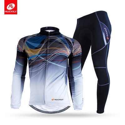 

NUCKILY Winter Mens Cycling Apparel Road Bike Fleece Jersey With Rear Pocket Set