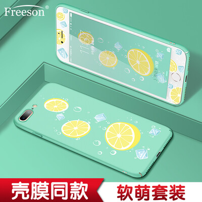 

Freeson Apple iPhone7 Plus и 8 Plus Mobile Shell Cartoon Tempered Mesh Scrub Окрашенные мужчины и женщины 5.5-дюймовый защитный чехол + комплект из стеклянной пленки Ice Lemon - Green