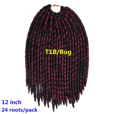 

12 inch Synthetic Braids Hair 24 Roots Faux Locs Crochet Hair Extensions 1 pack