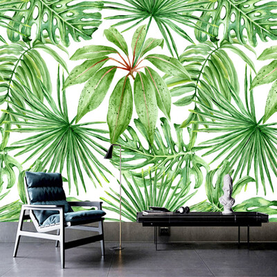 

Custom Photo Mural Hand Painted Green Leaf Plant Wall Painting Wallpaper For Living Room Bedroom Mural Wall Papers Home Decor