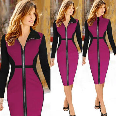 

Lovaru ™ autumn new arrival women's fashion dress patchwork bandage dress slim elegant long-sleeved winter dress with office