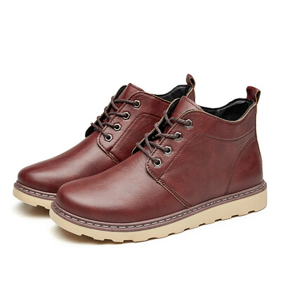 

Mid-cut leiure leather boots Mens shoes