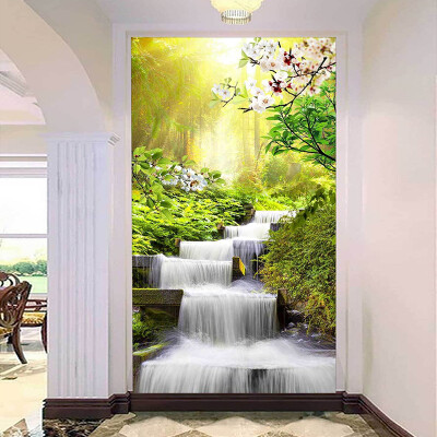 

Пользовательские 3D-обои для фото Papel De Parede Forest Sunshine Waterfall Running Water Гостиная Входные стены Стены Бумага 3D