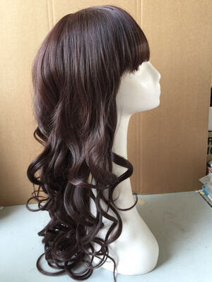 

Bond synthetic wig wavy heat resistant hair machine made hair wig with bangs