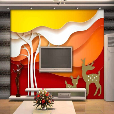 

Custom 3d mural 3D stereo color tree TV background wall decorative painting living room bedroom wallpaper mural