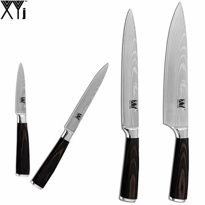 

XYj Brand Color Wood Handle Kitchen Knives 35" 5" 8" 8" Sharp 7Cr17 Stainless Steel Knife 4 Pcs Set Best Cooking Tool Hot Sale