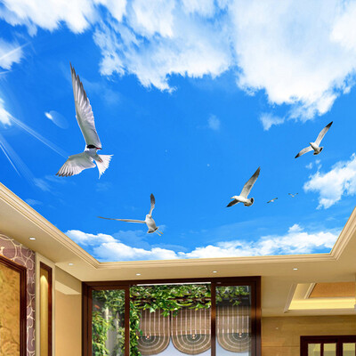 

Custom Any Size 3D Stereo Blue Sky White Clouds Ceiling Murals Wallpaper Living Room Wall Papers Home Decor Modern Wall Painting