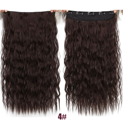 

Synthetic Long Wavy Women Black Brown 5 Clips in Hair Extension 22" 55 cm Heat Resistant