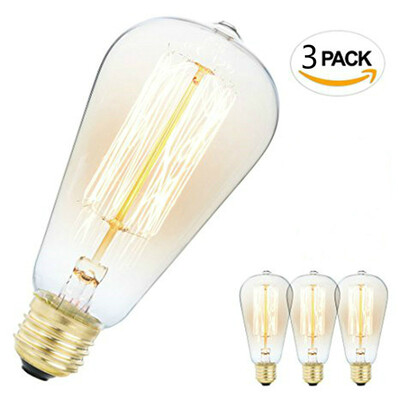 

3Pack Эдисон Лампочка Античный стиль Vintage Style Янтарный Теплый Dimmable используемый для домашнего или коммерческого украшения