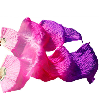 

New Arrivals Stage Performance Dance Fans 100 Silk Fans Colored 180cm Women Belly Dance Silk Fans 2pcs PinkRosePurple