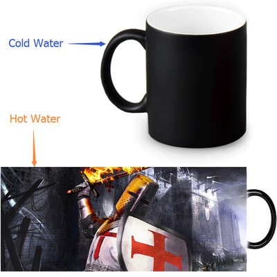 

The Knights Templar 350ml12oz Heat Reveal Mug Color Change Coffee Cup Sensitive Morphing Mugs Magic Mug Milk Tea Cups