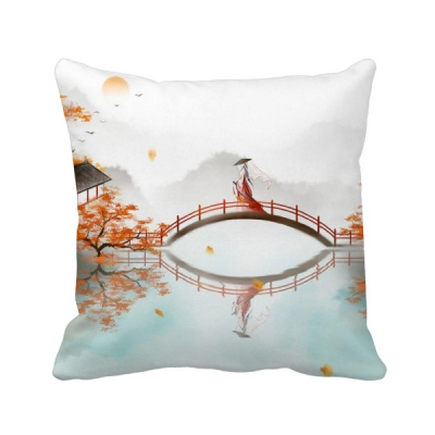 

Jincheng Autumn Chinese Style Watercolor Polyester Toss Throw Pillow Square Cushion Gift