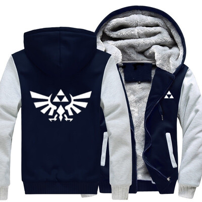 

2018 New High Quality The Legend of Zelda Link Men Thicken Hoodie Women Anime Zipper Coat Jacket Sweatshirt Cosplay Costume Plus