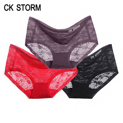 

CK STORM Womenss Underwear Briefs Jacquard Weave Lace Cotton Bottom Pack of 3