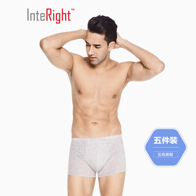 

INTERIGHT underwear mens cotton quilt net color waist waist pants five boxed mixed color XXXL