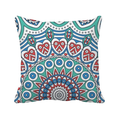 

Printing Repeat Cloth Blue Colorful Herat Art Square Throw Pillow Insert Cushion Cover Home Sofa Decor Gift