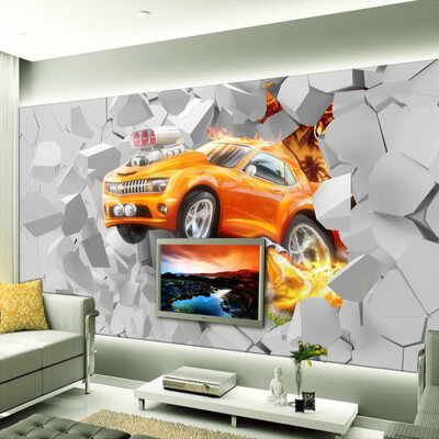 

Custom 3D Mural Wallpaper Flame Car Living Room Background Wall Decoration Painting Non-woven Wallpaper For Kids Room Bedroom