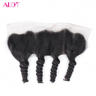 

Alot Loose wave Lace Frontal Closure 13x4 Человеческие волосы с ослабленными волосами Индийские девичьи волосы высшего качества