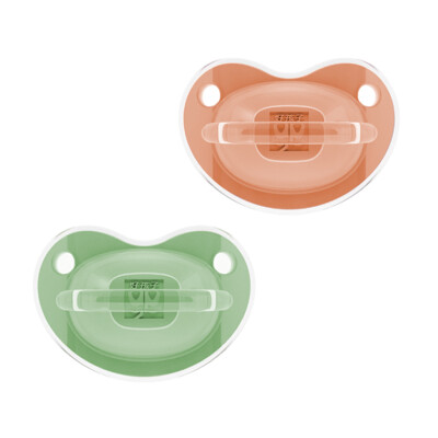 

Gb good child newborn baby silicone pacifier 0-6 months 6-12 months anti-bite anti-flatulence honey crystal two paragraph three paragraph suit juni green brown red 2 Pack