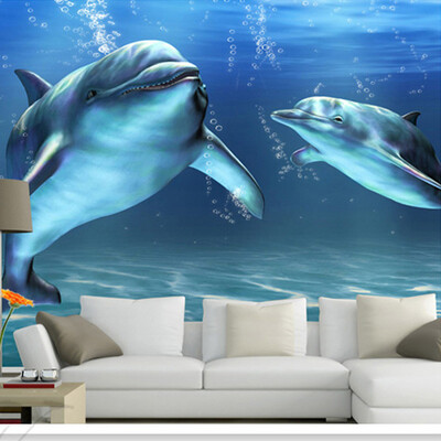 

Пользовательские фотообои 3D-стереоскопическая рама Спальня Гостиная ТВ-фон Нетканые отпечатанные обои Морской дельфин